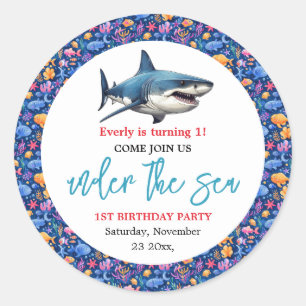 Under the Sea 1st Birthday Party Classic Round Sticker
