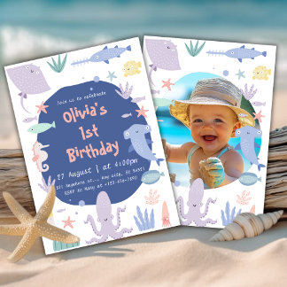Under the Sea 1st Birthday party Invitation