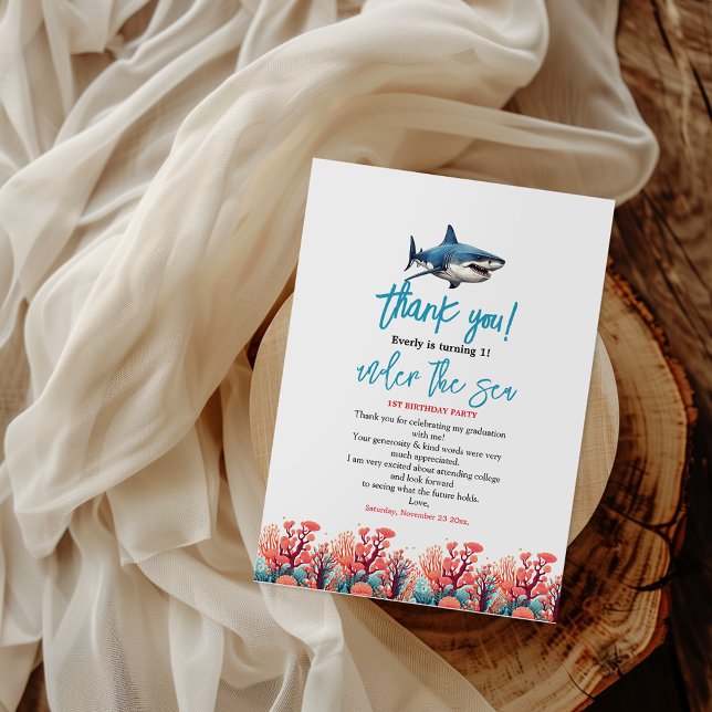 Under the Sea 1st Birthday Party Thank You Card (Creator Uploaded)