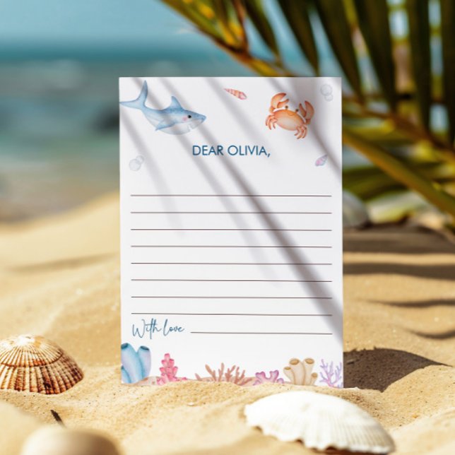 Under The Sea 1st Birthday Time Capsule Notecard (Creator Uploaded)