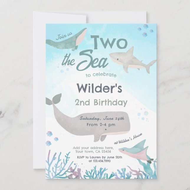 Under the Sea 2nd Birthday Invitation (Front)