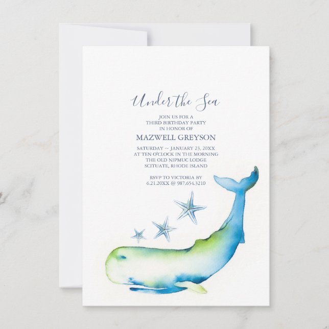 Under The Sea 3rd Birthday Party Invitation (Front)