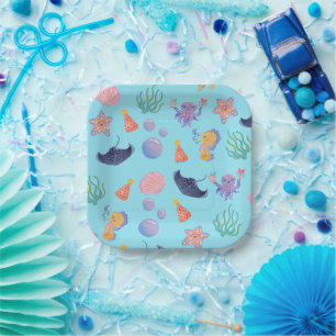 Under the Sea 7" square birthday paper plates