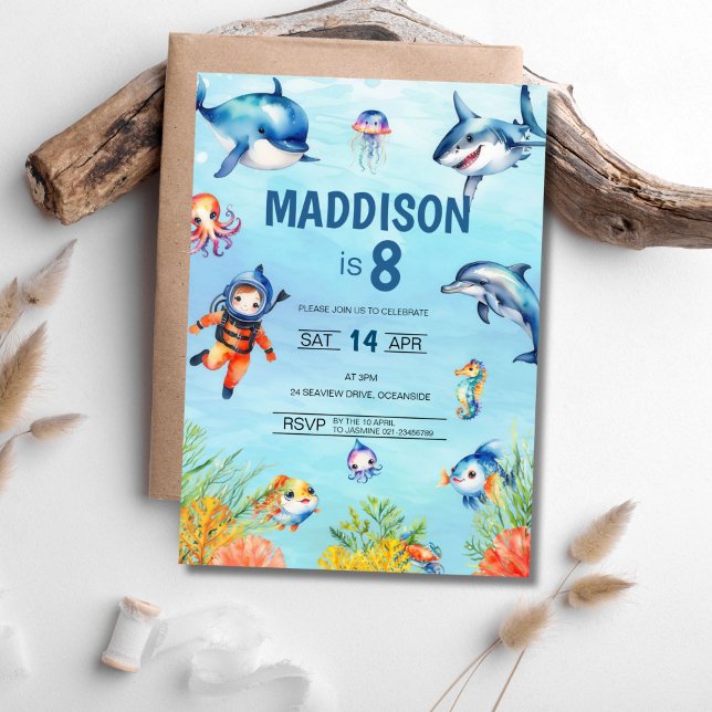 Under the Sea 8th Birthday Invitation (Creator Uploaded)