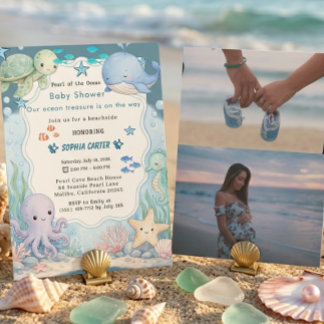 Under The Sea Aesthetic Baby Shower Invitation
