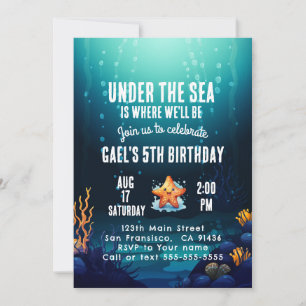 Under the Sea Animal Birthday Party Invitation Boy