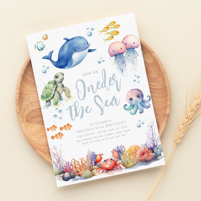 Under the Sea Animals 1st Birthday Invitation (Creator Uploaded)