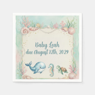 Under the Sea Animals Aquamarine Baby Shower Napkin