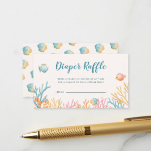 Under The Sea Animals Baby Shower Diaper Raffle Enclosure Card