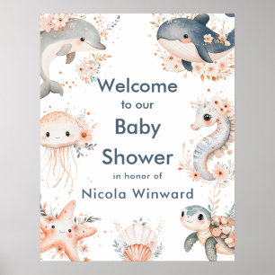 Under The Sea Animals Birthday Party Welcome Poster