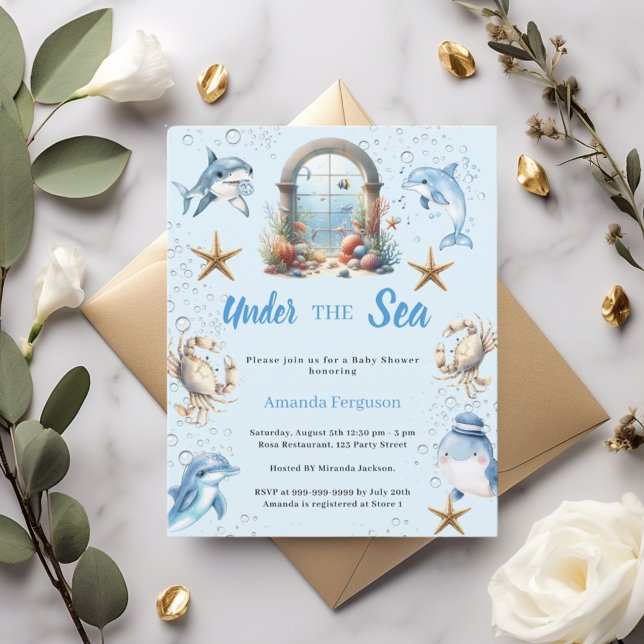 Under the sea animals boy Baby Shower invitation (Creator Uploaded)