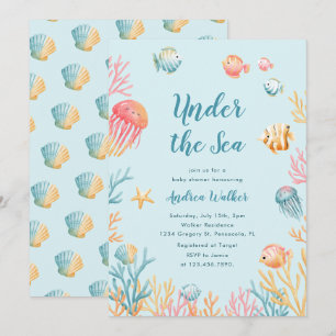 Under The Sea Animals Colourful Baby Shower Invitation