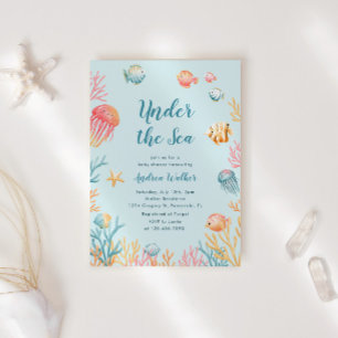 Under The Sea Animals Colourful Baby Shower Invitation
