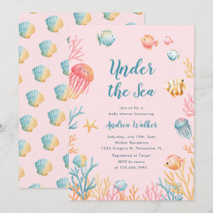 Under The Sea Animals Colourful Baby Shower Invitation
