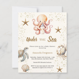 Under the sea animals girl Baby Shower invitation