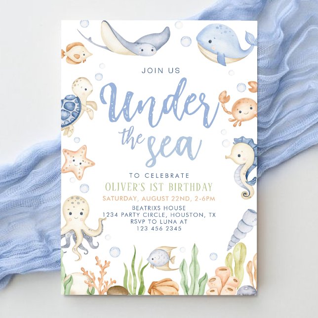 Under the sea animals ocean Birthday  Invitation (Creator Uploaded)
