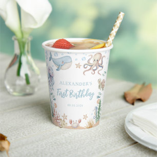 Under The Sea Animals Ocean Birthday Paper Cups