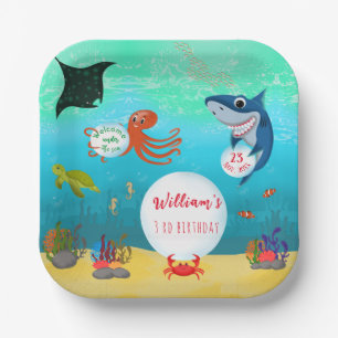 Under The Sea Animals Water Bubble Birthday Party Paper Plate