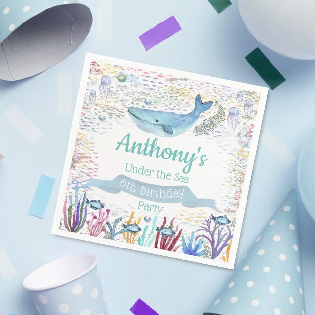 Under The Sea Any Age Birthday Napkin (Creator Uploaded)