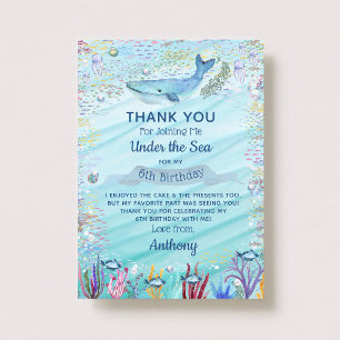 Under The Sea Any Age Birthday Thank You Card