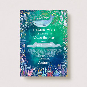 Under The Sea Any Age Birthday Thank You Card