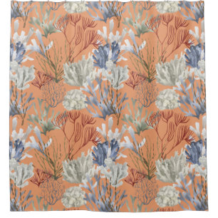 Under the Sea Apricot Corals  Shower Curtain