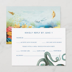 Under the Sea Aquarium Wedding Meal Options RSVP Card