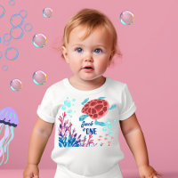Under the Sea Baby 1st birthday Name Turtle corals
