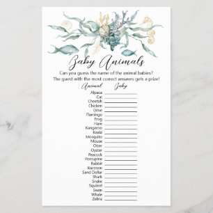 Under the Sea Baby Animals Game Card