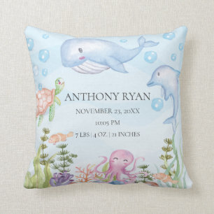 Under the Sea Baby Birth Stats Pillow