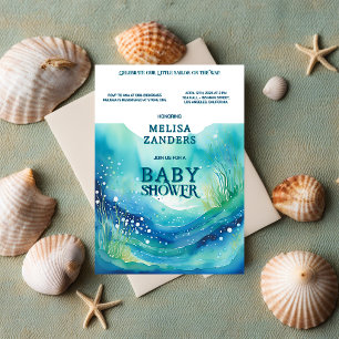 Under the Sea Baby Boy Cute Watercolor Bubbles  Invitation