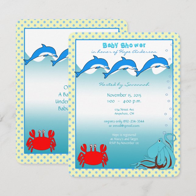 Under the Sea Baby Boy Shower Announcement (Front/Back)