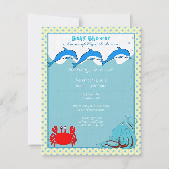 Under the Sea Baby Boy Shower Announcement (Front)