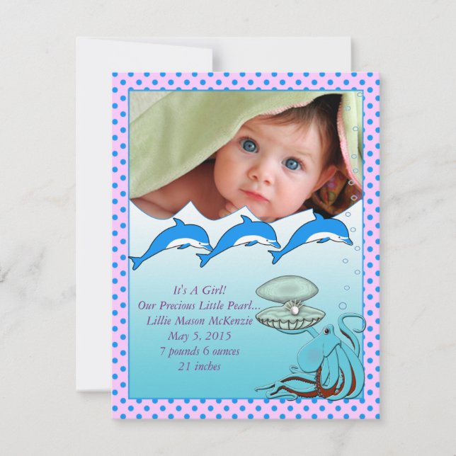 Under the Sea Baby Girl Announcement (Front)