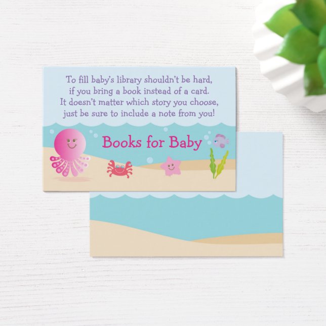 Under the Sea Baby Girl Shower Bring a Book Card (Desk)