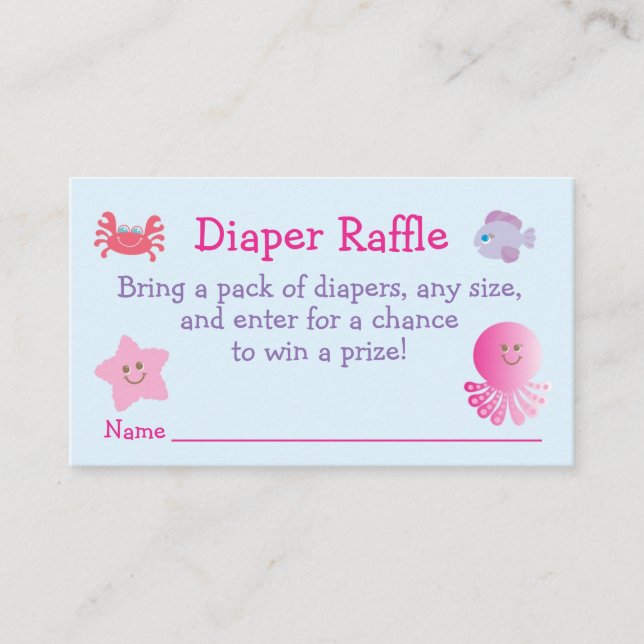 Under the Sea Baby Girl Shower Diaper Raffle Enclosure Card (Front)