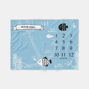 Under The Sea Baby Milestone Fleece Blanket