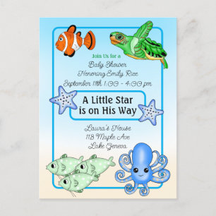 Under the Sea   Baby Sea Creatures Baby Shower Postcard