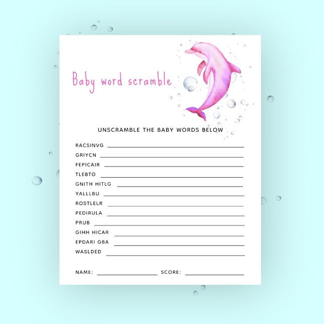 Under the sea baby shower - Baby Word Scramble (Creator Uploaded)