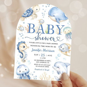 Under The Sea Baby Shower Blue Ocean Arch Invitation