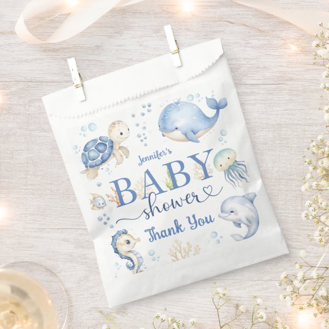 Under The Sea Baby Shower Blue Ocean  Favour Bag (Clipped)