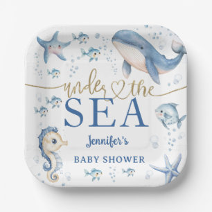 Under The Sea Baby Shower Boy Blue Ocean Paper Plate