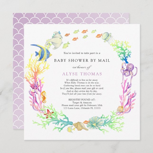 Under The Sea Baby Shower By Mail Invitation (Front/Back)