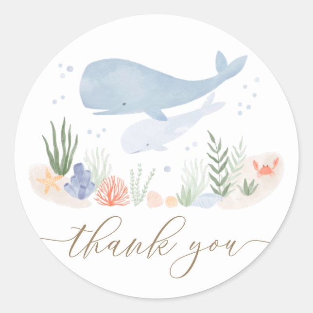 Under the Sea Baby Shower Classic Round Sticker (Front)