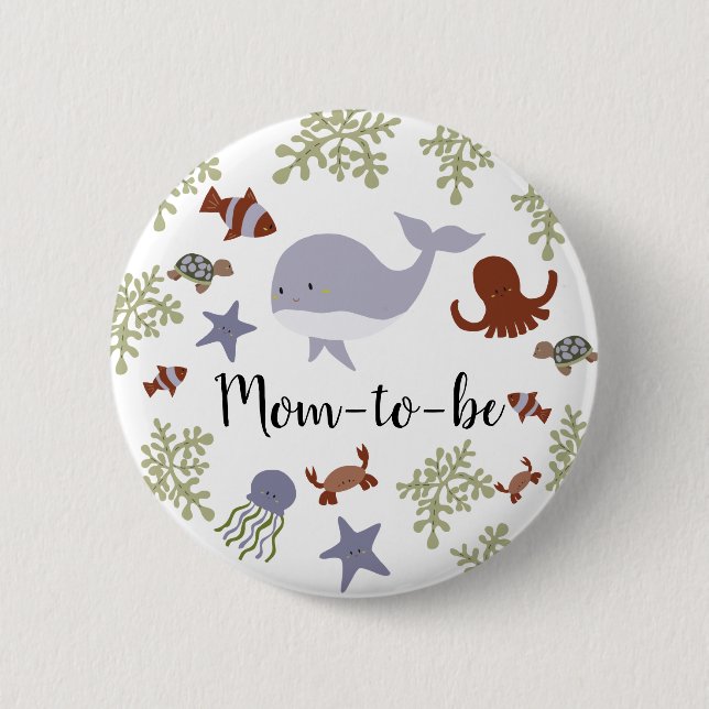 Under the Sea Baby Shower Cute Kawaii Mum-to-be 6 Cm Round Badge (Front)