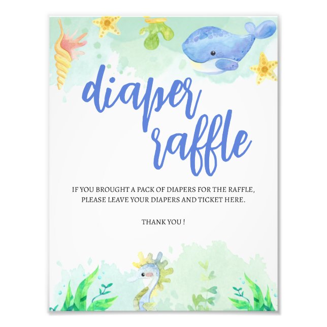 Under the Sea Baby Shower Diaper Raffle Sign (Front)