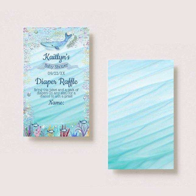 Under The Sea Baby Shower Diaper Raffle Ticket Enclosure Card (Creator Uploaded)