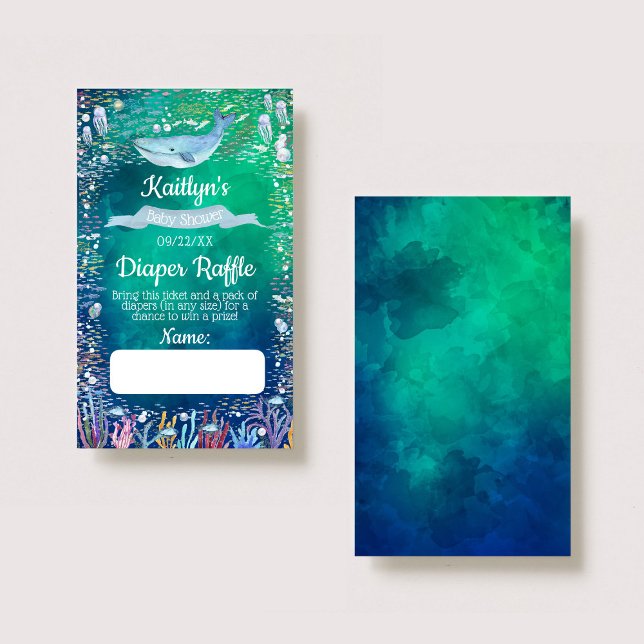 Under The Sea Baby Shower Diaper Raffle Ticket Enclosure Card (Creator Uploaded)
