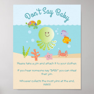 Under the Sea Baby Shower Don't Say Baby  Game Poster