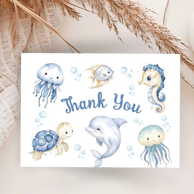 Under The Sea Baby Shower Flat Thank You Card (Creator Uploaded)